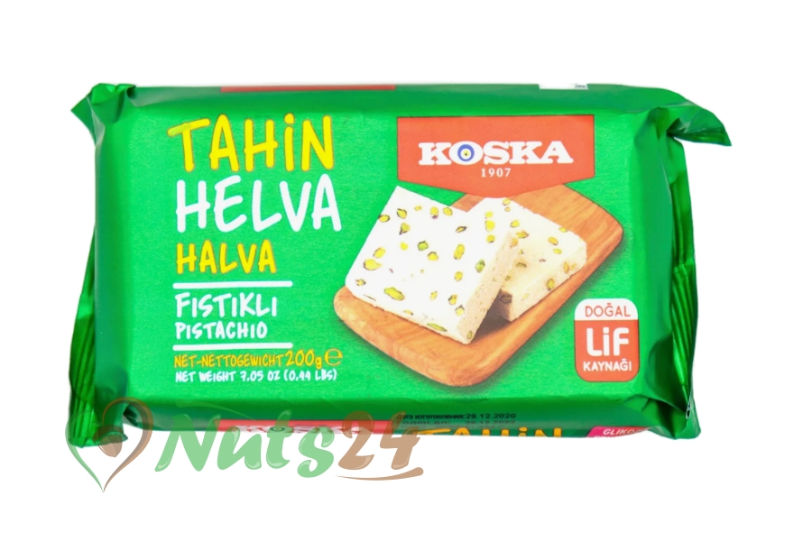 Халва турецкая кунжутная с фисташкой (Без сахара) "Koska" 200 гр